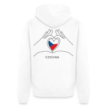 Cœur de fan de la République tchèque avec drapeau tchèque - Veste à capuche bio Premium Unisexe - blanc - Dos - Thijin (182cm)
