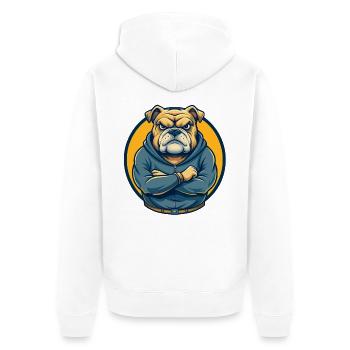 Bulldog Kawaii Maskottchen Cartoon Clipart Logo Abzeichen - Unisex Premium Bio Zip Hoodie - Weiß - Hinten - Thijin (182cm)