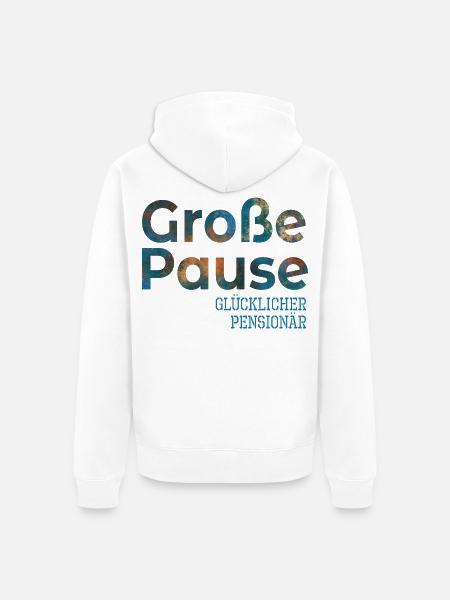 Abschiedsgeschenke Glücklicher Pensionär - Pause - Unisex Premium Bio Zip Hoodie - Weiß