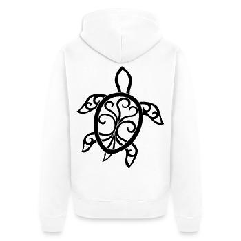 Black Mandala Turtle - Unisex Premium Organic Zip Hoodie - white - Back - Thijin (182cm)