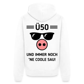 Ü50 Und Immer Noch ’Ne Coole Sau! Cool Geburtstag - Unisex Premium Bio Zip Hoodie - Weiß - Hinten - Thijin (182cm)