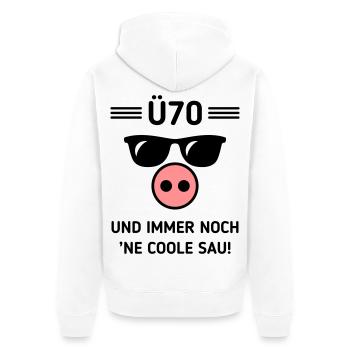 Ü70 Und Immer Noch ’Ne Coole Sau! Cool Geburtstag - Unisex Premium Bio Zip Hoodie - Weiß - Hinten - Thijin (182cm)