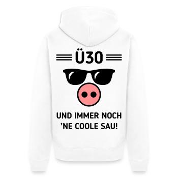 Ü30 Und Immer Noch ’Ne Coole Sau! Cool Geburtstag - Unisex Premium Bio Zip Hoodie - Weiß - Hinten - Thijin (182cm)