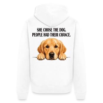 Mom Golden Retriever She Chose The Dog - Unisex Premium Organic Zip Hoodie - white - Back - Thijin (182cm)
