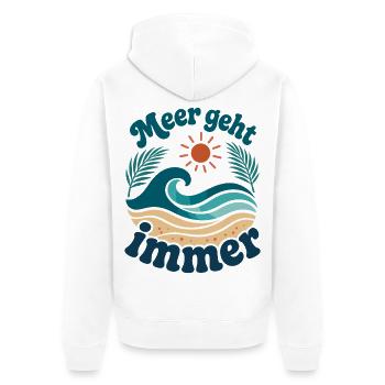 Sea Always Goes Waves Summer Vacation - Unisex Premium Organic Zip Hoodie - white - Back - Thijin (182cm)