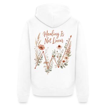 Mental Health Healing Is Not Linear - Unisex Premium Organic Zip Hoodie - white - Back - Thijin (182cm)