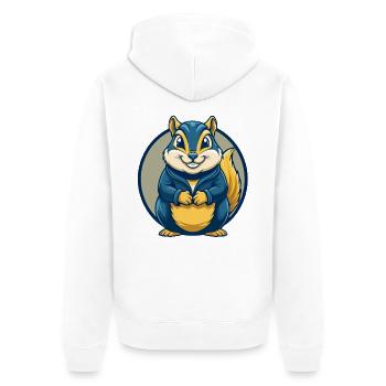 Chipmunk Kawaii Maskottchen Cartoon Clipart Logo Abzeichen - Unisex Premium Bio Zip Hoodie - Weiß - Hinten - Thijin (182cm)