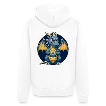 Dragon Kawaii Mascot Cartoon Clipart Logo Badge - Unisex Premium Organic Zip Hoodie - white - Back - Thijin (182cm)