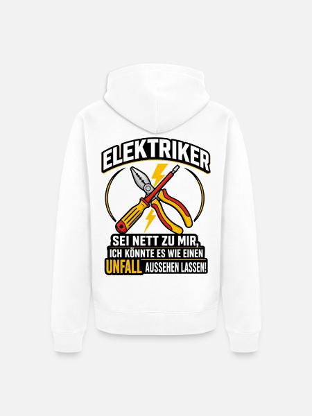 Elektriker Spruch lustig Unfall Handwerker - Unisex Premium Bio Zip Hoodie - Weiß
