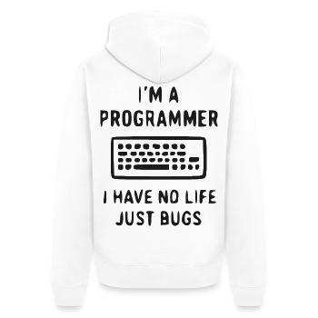Programmer Meme Keyboard - Unisex Premium Organic Zip Hoodie - white - Back - Thijin (182cm)
