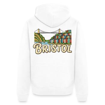 Autocollant rétro pour pont suspendu Bristol Clifton - Veste à capuche bio Premium Unisexe - blanc - Dos - Thijin (182cm)
