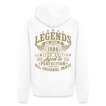 40th Birthday 1986 Vintage Born Vintage - Unisex Premium Organic Zip Hoodie - white - Back - Thijin (182cm)