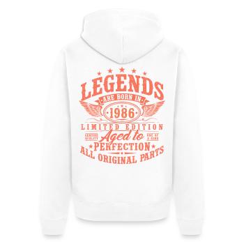 40. Geburtstag 1986 Jahrgang geboren Legenden - Unisex Premium Bio Zip Hoodie - Weiß - Hinten - Thijin (182cm)