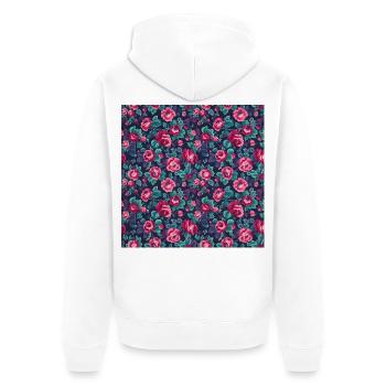 Motif de roses colorées des années 50 - Veste à capuche bio Premium Unisexe - blanc - Dos - Thijin (182cm)
