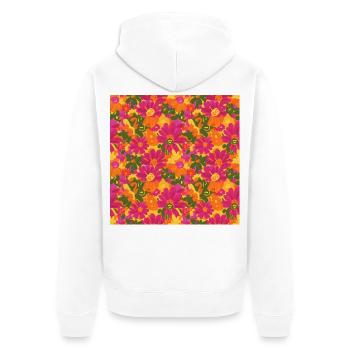 Motif d’ambiance flower power des années 60 - Veste à capuche bio Premium Unisexe - blanc - Dos - Thijin (182cm)