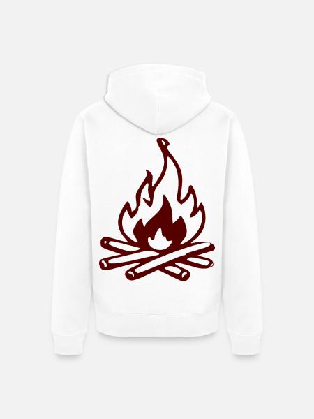 Silhouette Feu de camp rouge - Veste à capuche bio Premium Unisexe - blanc