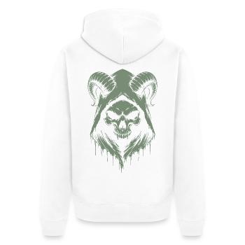 Skull with Horns Skull - Unisex Premium Organic Zip Hoodie - white - Back - Thijin (182cm)
