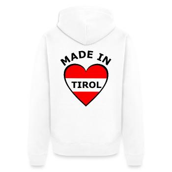 Tirol Herzflagge Rot Weiß - Unisex Premium Bio Zip Hoodie - Weiß - Hinten - Thijin (182cm)