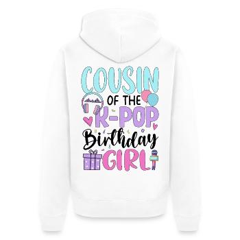 Cousin de la fille d’anniversaire de la K-Pop - Veste à capuche bio Premium Unisexe - blanc - Dos - Thijin (182cm)