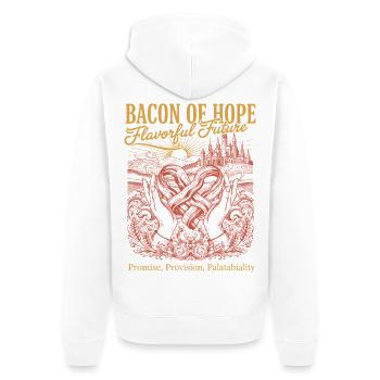 Petit-déjeuner Bacon de l’Espoir Café du Futur Savoureux - Veste à capuche bio Premium Unisexe - blanc - Dos - Thijin (182cm)