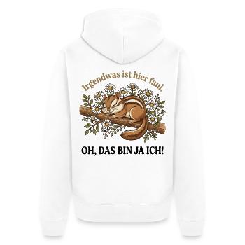 Streifenhörnchen Faul Spruch - Unisex Premium Bio Zip Hoodie - Weiß - Hinten - Thijin (182cm)