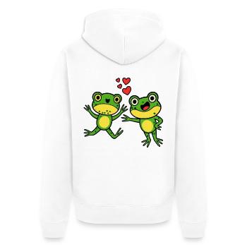 Heureux ami grenouille avec un cœur - Veste à capuche bio Premium Unisexe - blanc - Dos - Thijin (182cm)