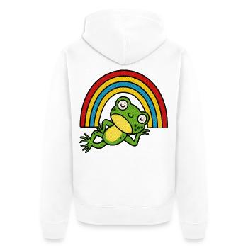 Grenouille relaxante sous l’arc-en-ciel - Veste à capuche bio Premium Unisexe - blanc - Dos - Thijin (182cm)