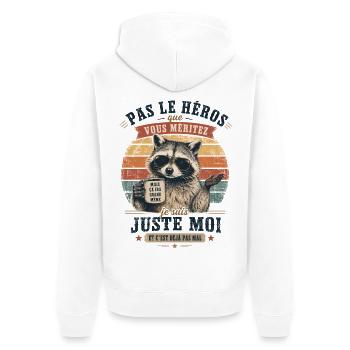 Raton Laveur Humour Homme Vintage - Veste à capuche bio Premium Unisexe - blanc - Dos - Thijin (182cm)