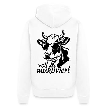 Voll Muhtviert Kuh mit Sonnenbrille - Unisex Premium Bio Zip Hoodie - Weiß - Hinten - Thijin (182cm)