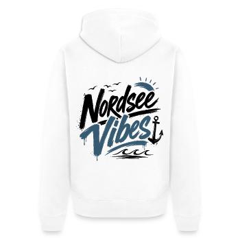 Nordsee Vibes - Unisex Premium Bio Zip Hoodie - Weiß - Hinten - Thijin (182cm)