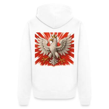 Aigle polonais – Fierté & Tradition Pologne - Veste à capuche bio Premium Unisexe - blanc - Dos - Thijin (182cm)