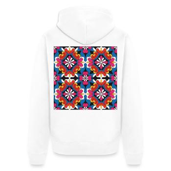 Mosaïque de la Fleur de Kaleido - Veste à capuche bio Premium Unisexe - blanc - Dos - Thijin (182cm)