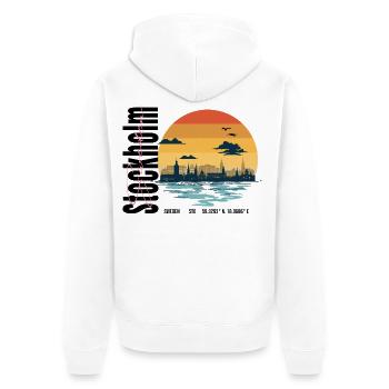Stockholm Skyline Retro Sun - Veste à capuche bio Premium Unisexe - blanc - Dos - Thijin (182cm)