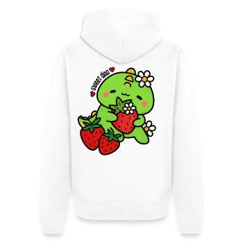 Dinosaure sucré aux fraises - Veste à capuche bio Premium Unisexe - blanc - Dos - Thijin (182cm)