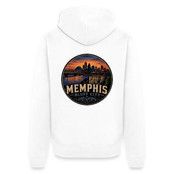 Memphis Bluff City Retro-Reisesouvenir - Unisex Premium Bio Zip Hoodie - Weiß - Hinten - Thijin (182cm)