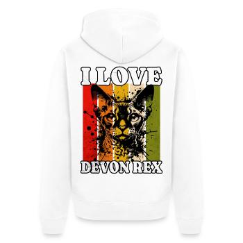 I Love Devon Rex - Unisex Premium Bio Zip Hoodie - Weiß - Hinten - Thijin (182cm)