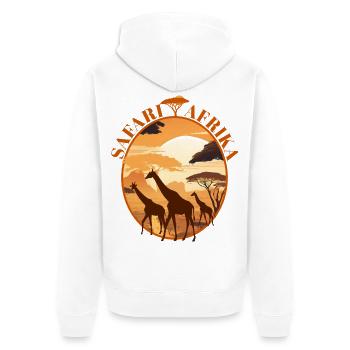 Silhouette des girafes au coucher de soleil de Savannah - Veste à capuche bio Premium Unisexe - blanc - Dos - Thijin (182cm)