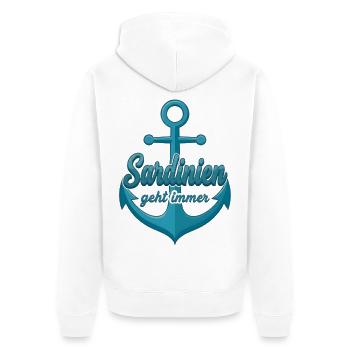 Sardinien geht immer Schiff Anker Sardinia Italien - Unisex Premium Bio Zip Hoodie - Weiß - Hinten - Thijin (182cm)