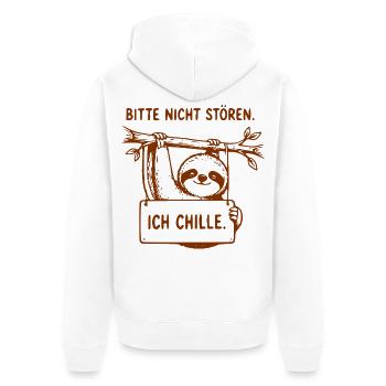 Bitte Nicht Stören Sloth Schild - Unisex Premium Bio Zip Hoodie - Weiß - Hinten - Thijin (182cm)
