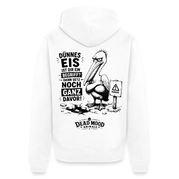Geschenk für Kollegen im Büro Lachflash inklusive - Unisex Premium Bio Zip Hoodie - Weiß - Hinten - Thijin (182cm)