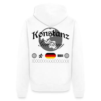 Souvenir de voyage pour le streetwear de Konstanz Allemagne - Veste à capuche bio Premium Unisexe - blanc - Dos - Thijin (182cm)