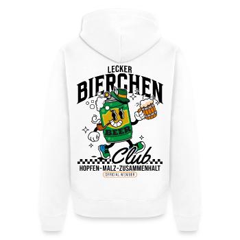 Lecker Bierchen Club - Unisex Premium Bio Zip Hoodie - Weiß - Hinten - Thijin (182cm)