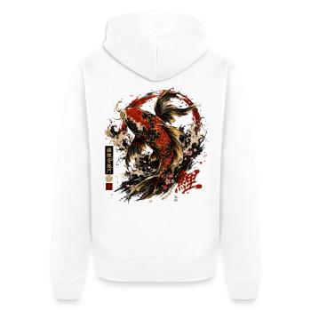 Koi Fish – Japanese Tattoo Style Design - Unisex Premium Bio Zip Hoodie - Weiß - Hinten - Thijin (182cm)