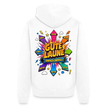 Gute Laune Oben Rechts Links Unten einfach überall - Unisex Premium Bio Zip Hoodie - Weiß - Hinten - Thijin (182cm)
