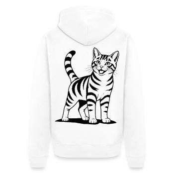 Katze stehend schwarz - Unisex Premium Bio Zip Hoodie - Weiß - Hinten - Thijin (182cm)