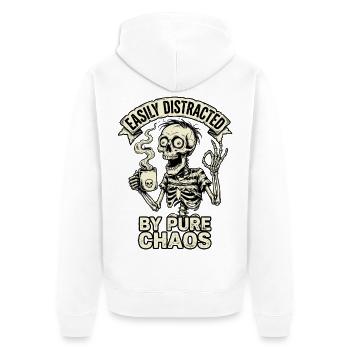 Facilement distrait par le chaos pur - Veste à capuche bio Premium Unisexe - blanc - Dos - Thijin (182cm)