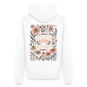 Les grands-mères s’épanouissent comme des fleurs sauvages - Veste à capuche bio Premium Unisexe - blanc - Dos - Thijin (182cm)