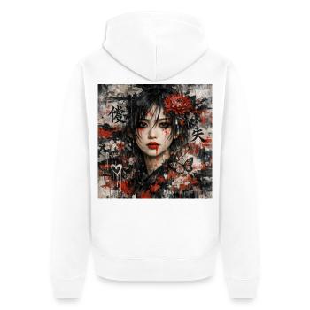 Asia Goth Kunst für Street Art Fans Japan Punk - Unisex Premium Bio Zip Hoodie - Weiß - Hinten - Thijin (182cm)