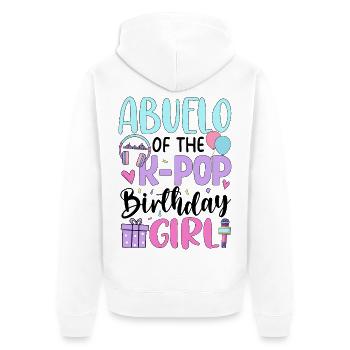 Abuelo of The K-Pop Birthday Girl - Unisex Premium Bio Zip Hoodie - Weiß - Hinten - Thijin (182cm)