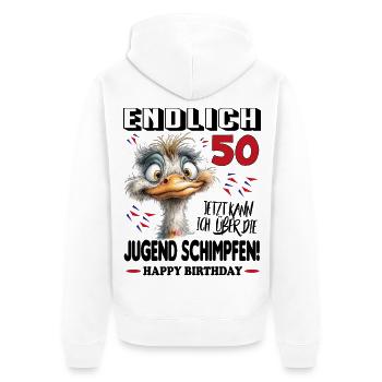 Geburtstag Strauß Cartoon 50 Jahre Alter 50 - Unisex Premium Bio Zip Hoodie - Weiß - Hinten - Thijin (182cm)